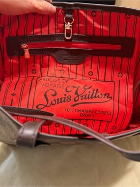 Louis Vuitton Monogram Tote with Red Interior and Black Trim